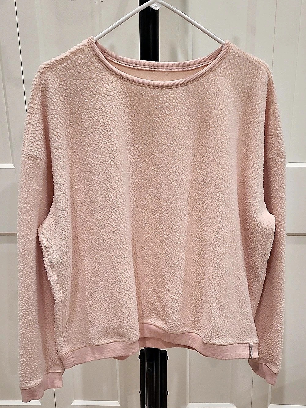 Patagonia Textured Fleece Crewneck Pink Pullover Reversible Size XL